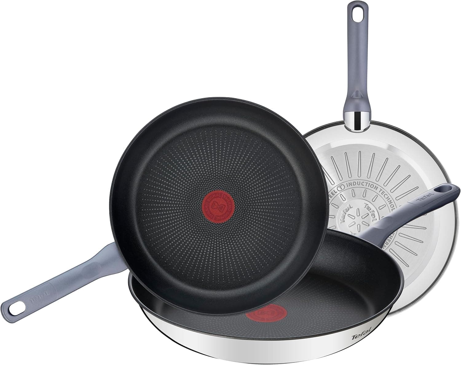 Tefal Daily Cook - Juego de 3 Sartenes 20/24/26 cm, Acero inoxidable