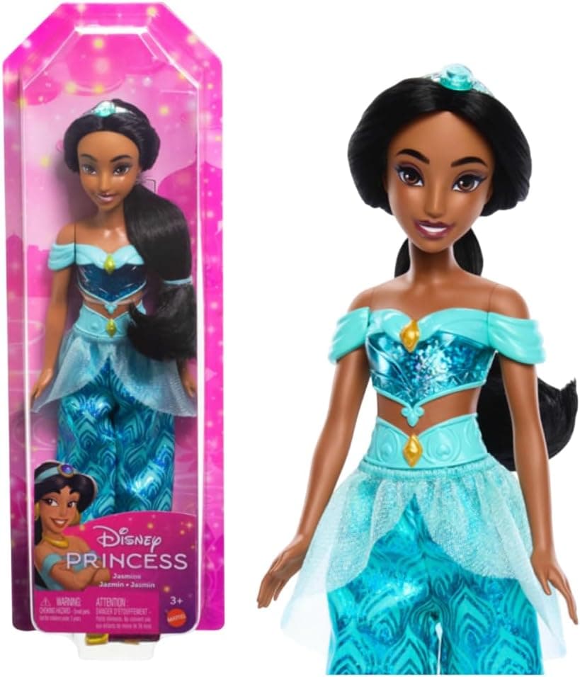 Mattel Disney Princess Jasmín Muñeca princesa película Aladdin, juguete +3 años (HLW12)