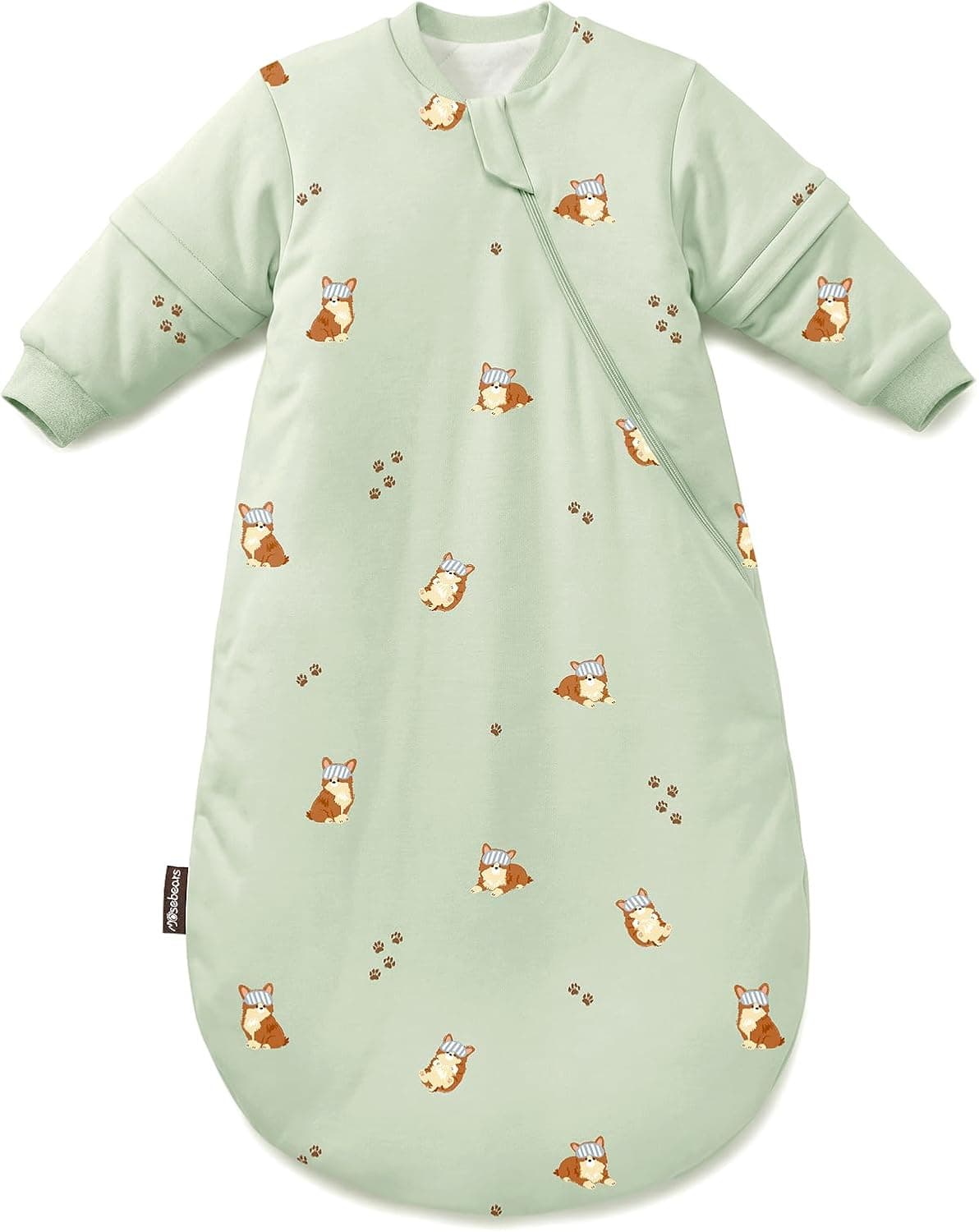 Mosebears Saco Dormir Bebe Invierno TOG 2.5 con Mangas Desmontables,Green, 14-24 Meses