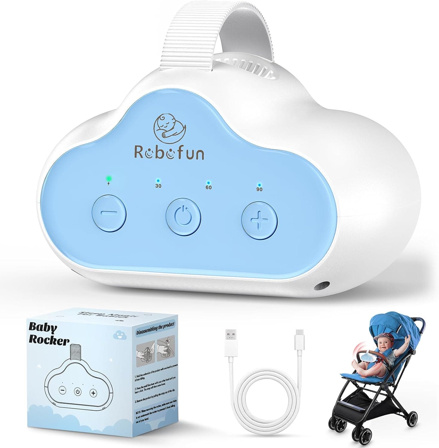 Robofun Baby Rocker, Columpio Para Cochecito bebé, Vibrador para Cochecitos