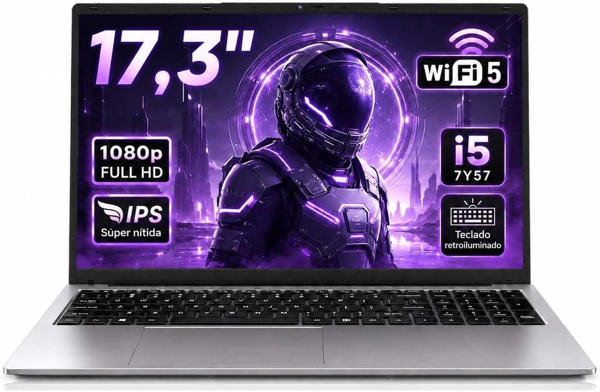 Portátil con Pantalla Grande de 17,3 Pulgadas, i5 7Y57, 16GB RAM, SSD 512GB