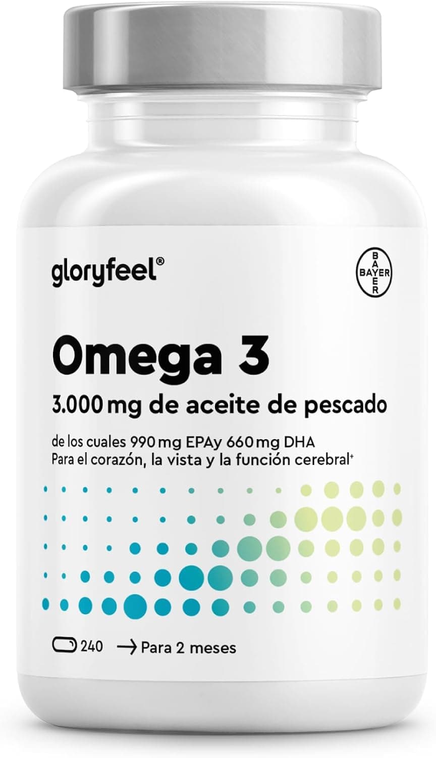 Omega 3 Cápsulas Alta Dosis - 3000mg de Aceite de pescado (990mg EPA + 660mg DHA) - 240 Cápsulas en forma de triglicéridos - Aceite de pescado puro de alta biodisponibilidad - Triple acción