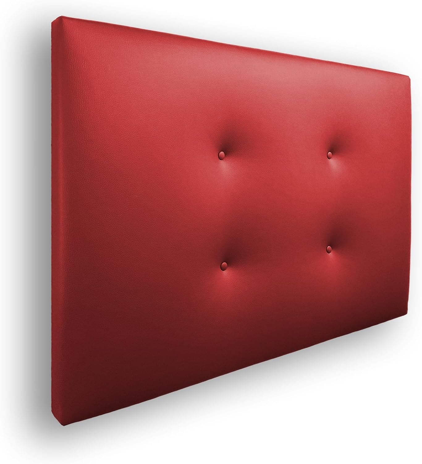 Silcar Home - Cabecero de Cama Carlo 105 Rojo - Estructura de Madera, Tapizado en Polipiel, Diseño Moderno con Dos hileras Botones, Fácil Instalación - Polipiel Rojo, 105 cm