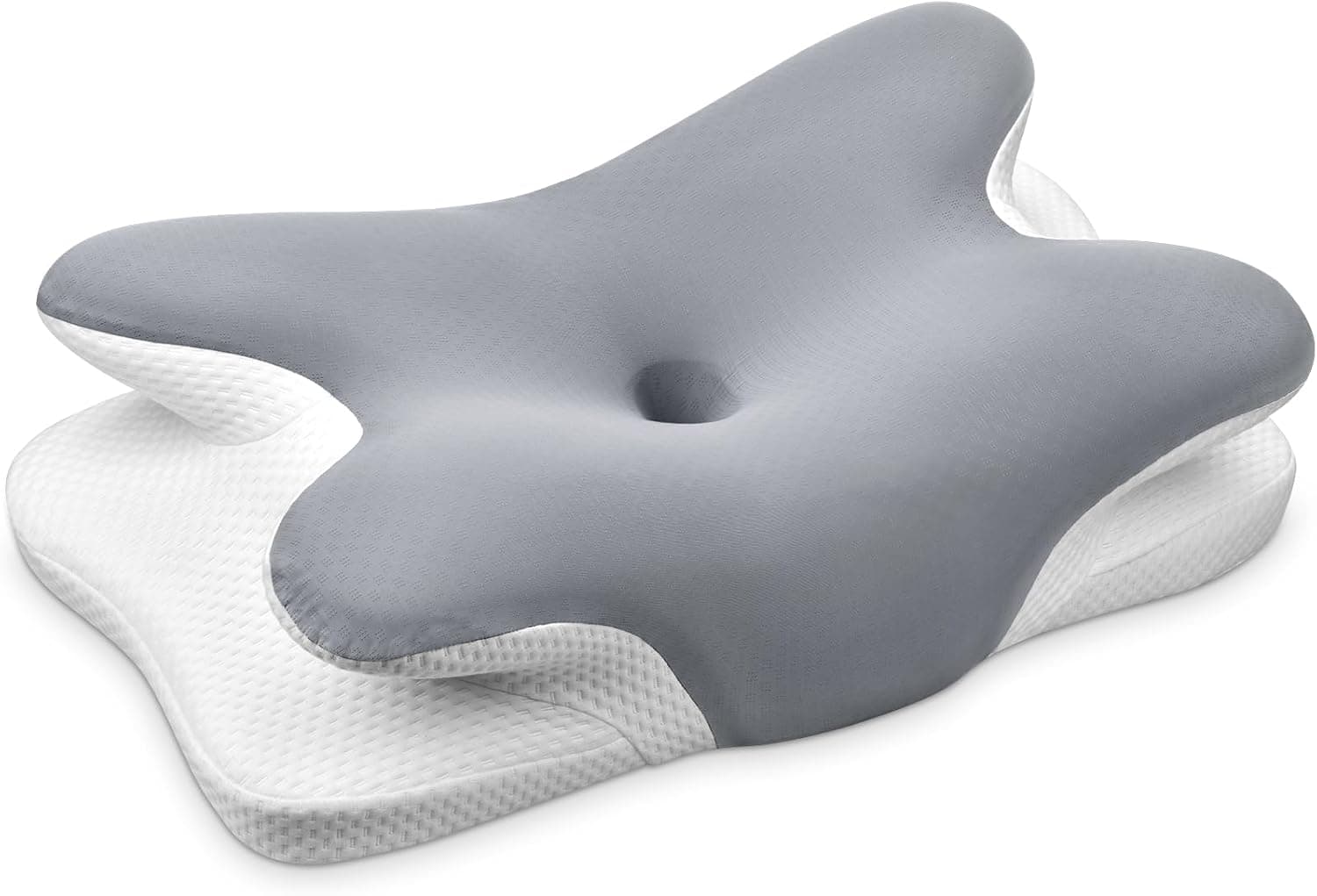 Ehomfory Almohada Cervicales y Cuello，Almohada Cervical de Espuma Viscoelástica, 2 en 1 Almohada Ergonómica para Dormir de Lado, Boca Arriba y Boca Abajo, 67x37x9/12 CM