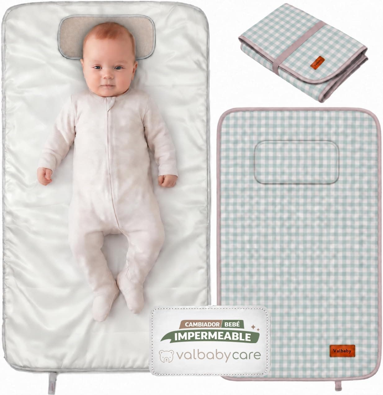 Cambiador Bebe Portatil Plegable Impermeable Acolchado Valbabycare