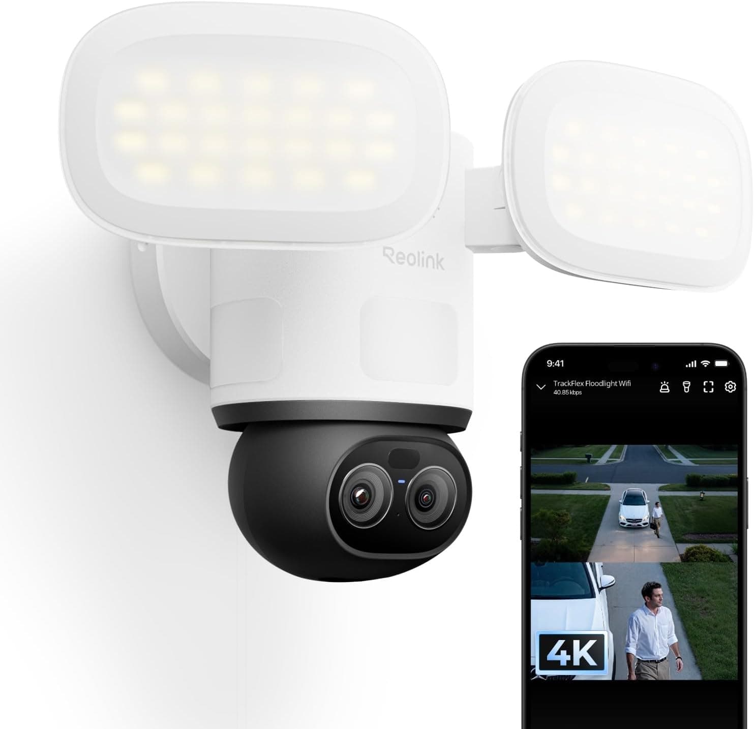 Reolink Camara Vigilancia WiFi Exterior 4K PTZ, TrackFlex Floodlight WiFi