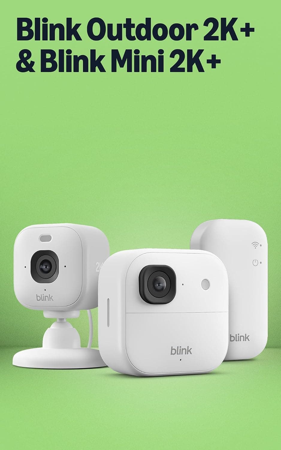 Cámara exterior 2K+ Blink con Cámara Mini 2K+ Blink (última generación), Blanco, módulo de sincronización básico Incluido