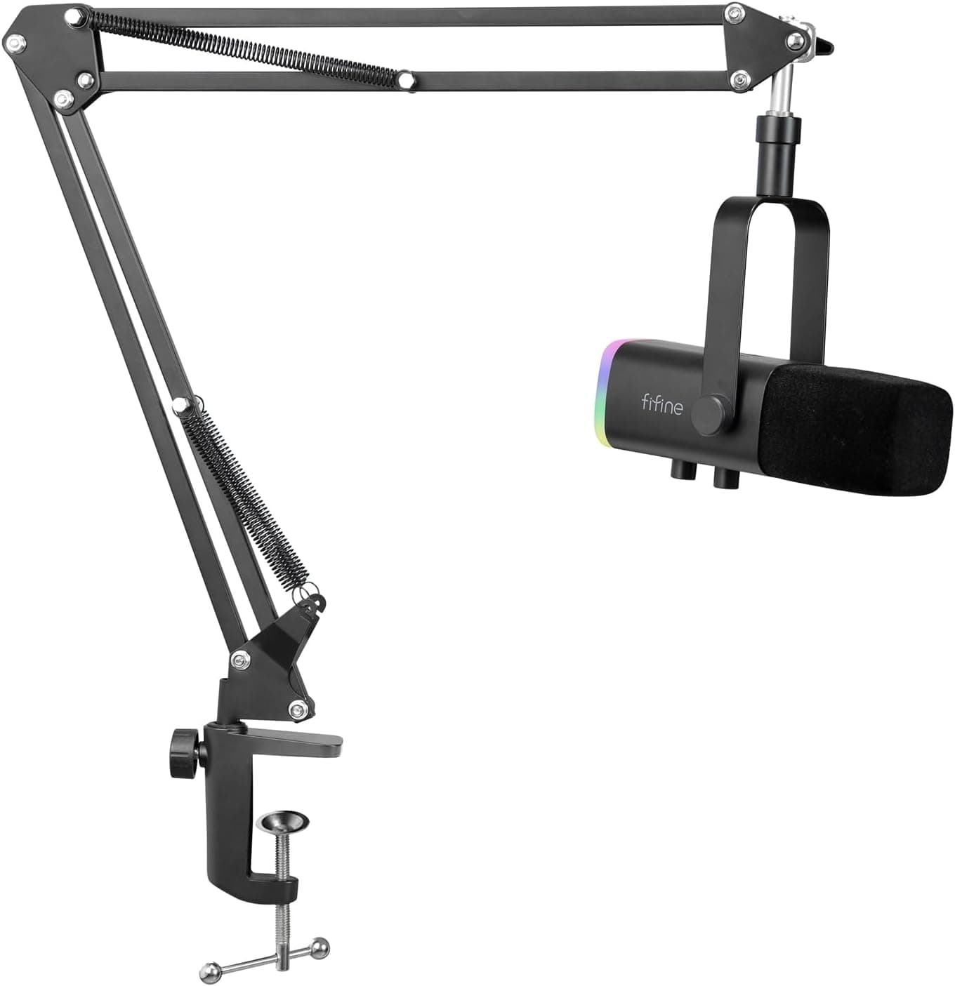 FIFINE XLR Streaming Micrófono Dinámico de Podcast, RGB Gaming Micrófono USB con Soporte Microfono per Ordenador PS4 PS5, para Podcast Estudio Podcasting Grabación