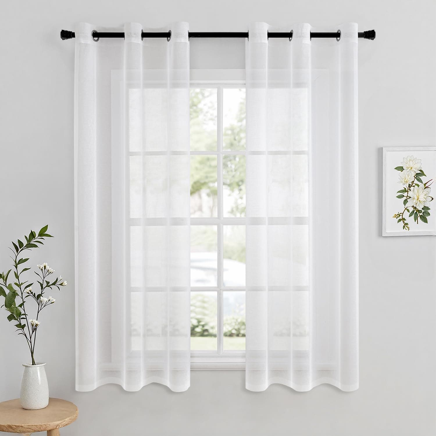MIULEE Cortinas Salon Modernas con Ojales 2 Piezas Blanco 102x145 cm