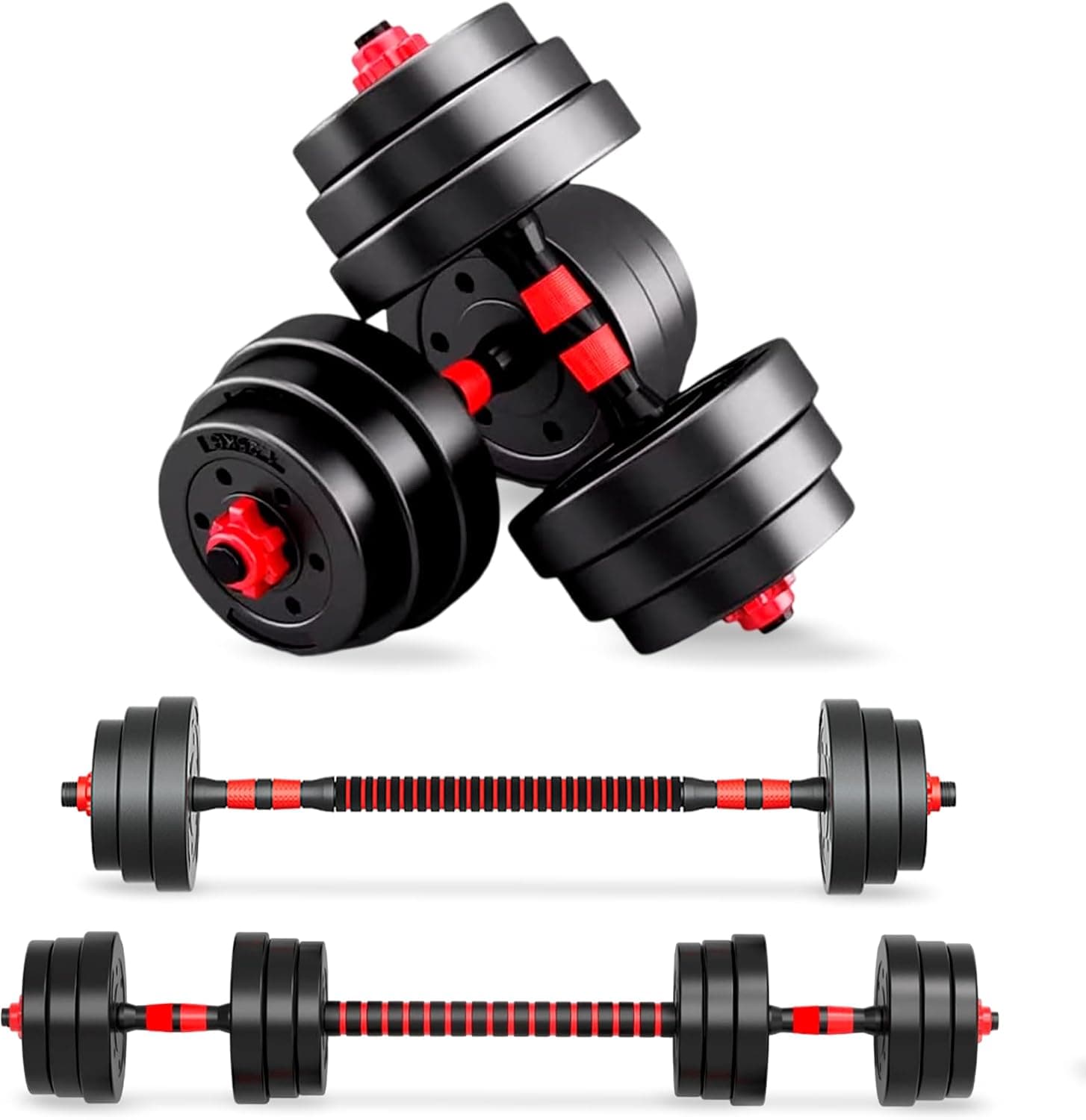 JUPPLIES Juego de Mancuernas Ajustables 2 en 1 | 10kg 20kg 35kg