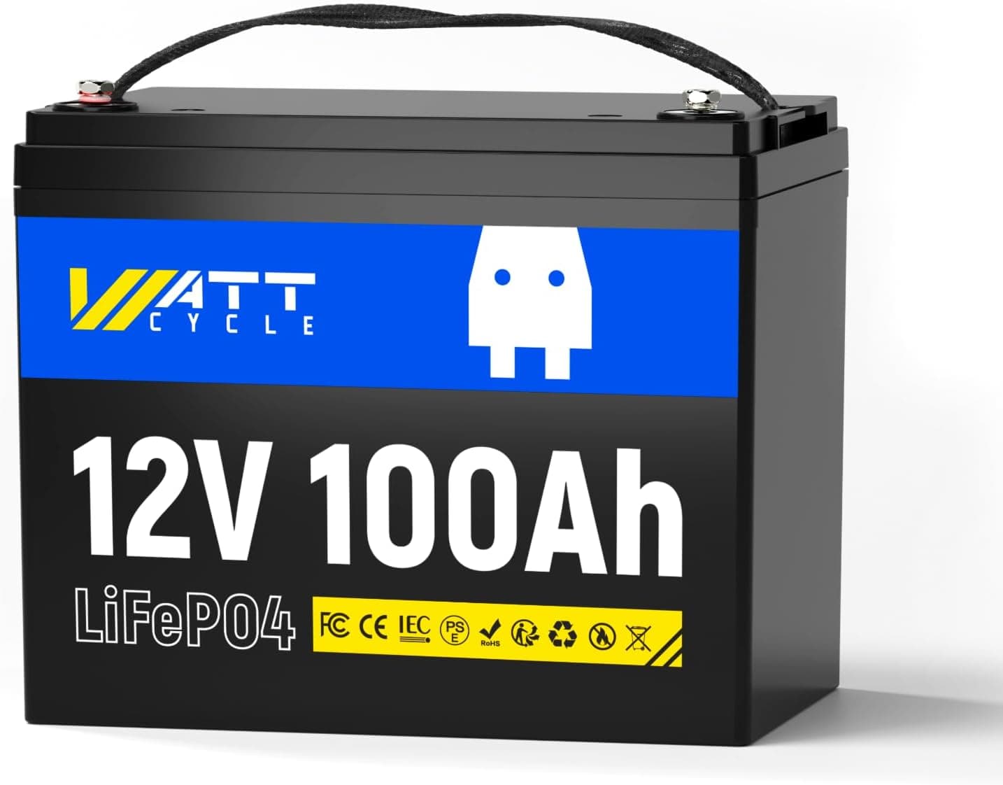 Wattcycle Batería de Litio LiFePO4 12V 100Ah, con BMS de 100A