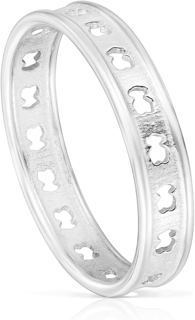 TOUS Anillo de Plata de Primera Ley con Motivo de Oso Talla 14, Elegante y Moderno, Colección Bear Row