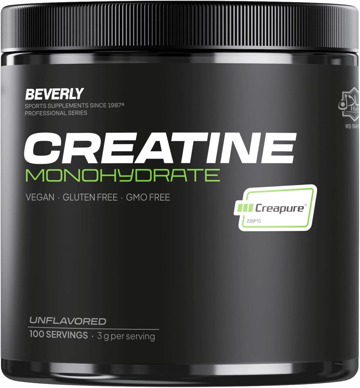 Beverly Creatina Monohidrato Creapure® 300g (100 dosis) | Micronizada, Alta Pureza Alemana, Sin Aditivos, Vegana | Aumenta Rendimiento y Fuerza en Entrenamientos Intensos (Sin Sabor)