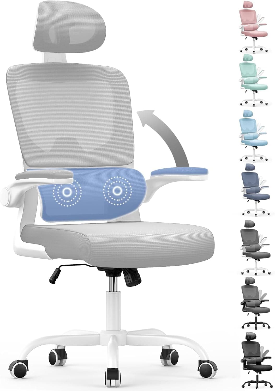 naspaluro Silla Oficina Ergonómica Soporte Lumbar, Malla Transpirable 136kg