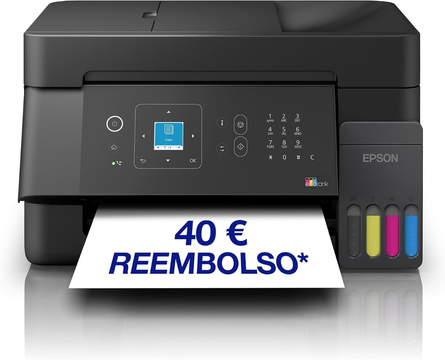 Epson EcoTank ET-4900 | Wi-Fi y Ethernet | A4 | Impresión, Copia, escaneado y fax | Pantalla LCD | Alimentador automático de Documentos de 30 páginas | Compacto | Incluye hasta 3 años de Tinta