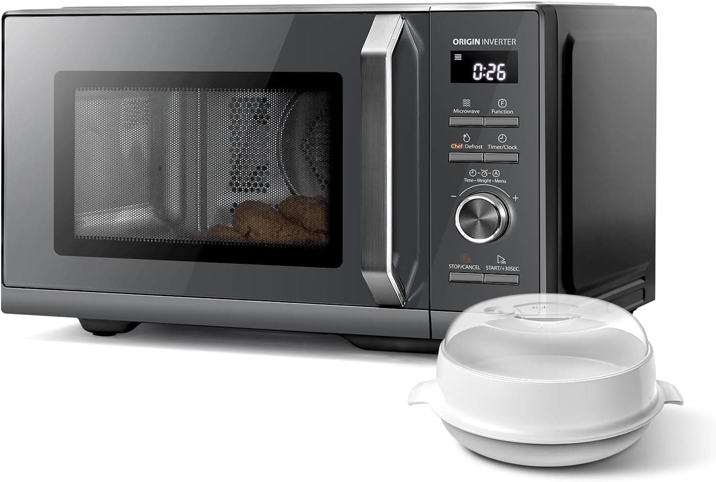 Toshiba - Horno de microondas multifunción 26L, MW3-AC26SFI(MG), gran capacidad, combinado 6 en 1 con freidora de aire, Chef Defrost, con cuenco de vapor, gris Morandi