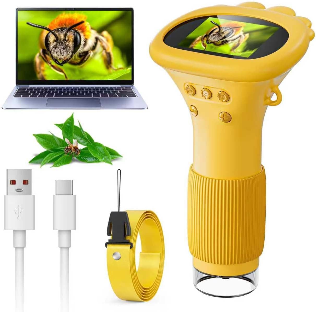 SKYBASIC Microscopio Infantil 2" IPS 1000X, Amarillo