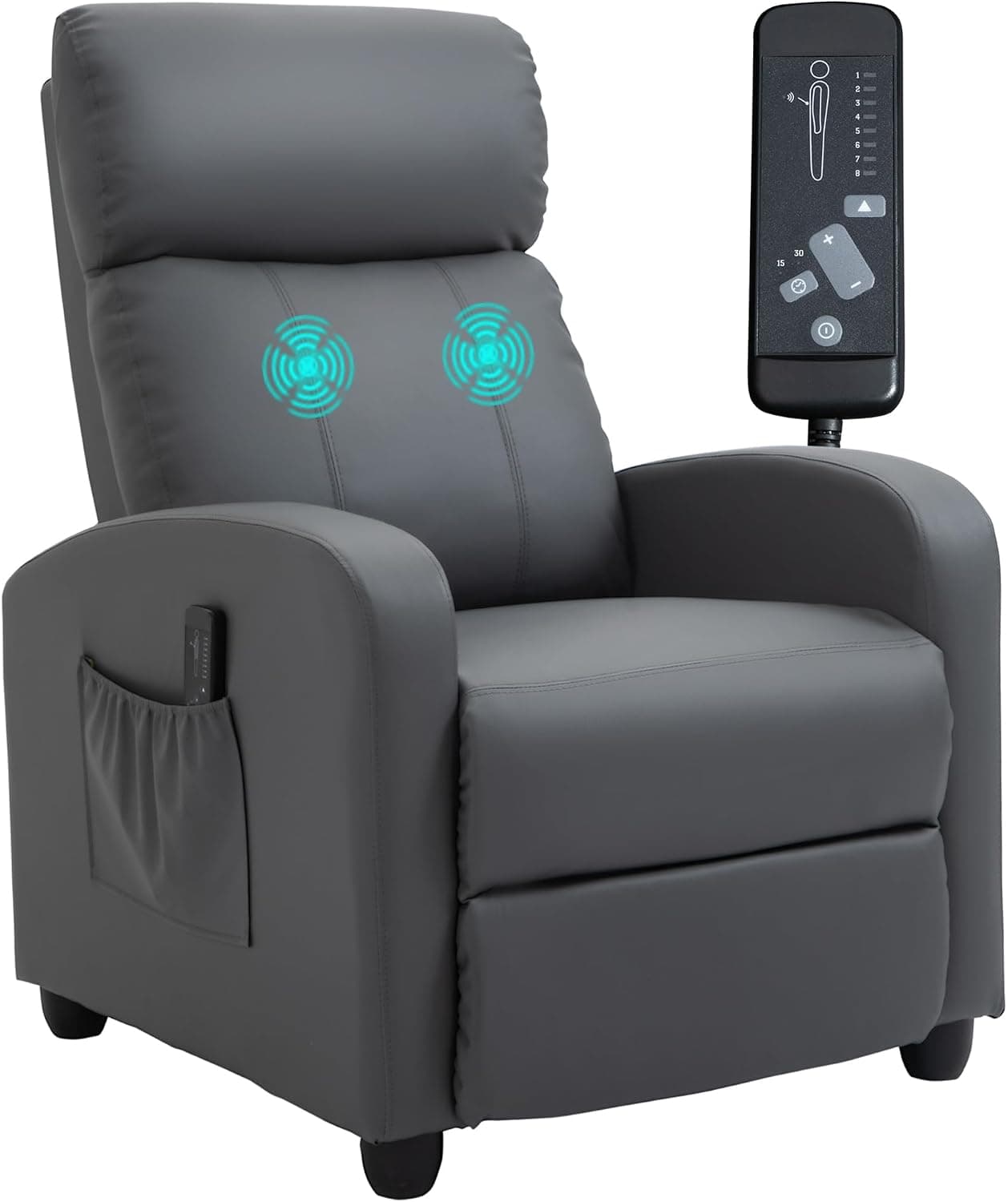 HOMCOM Sillón de Masaje Reclinable Mando a Distancia 68x88x98cm Gris