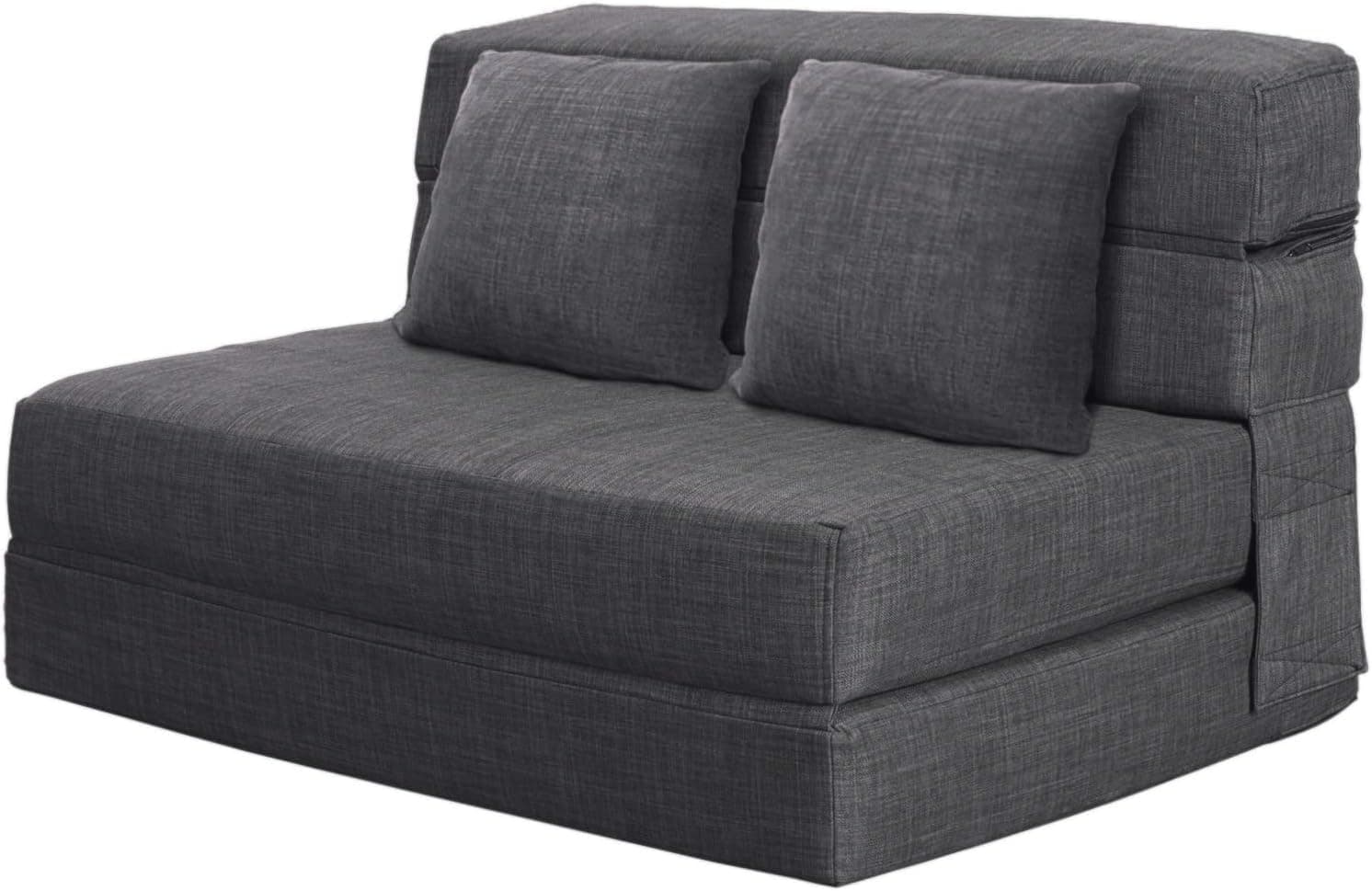 ANONER Sofá Cama Plegable 2 Plazas 4 en 1, Gris Oscuro