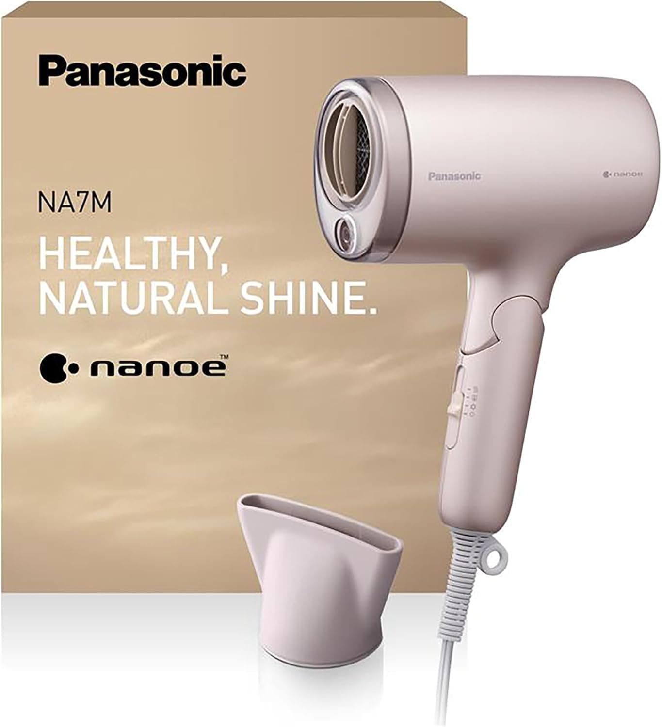 Panasonic EH-NA7M-P825 Nanoe Secador De Pelo para un Cabello Brillante, Diseño Plegable, Secado Rápido, Accesorio Concentrador, 1600 W, Rosa