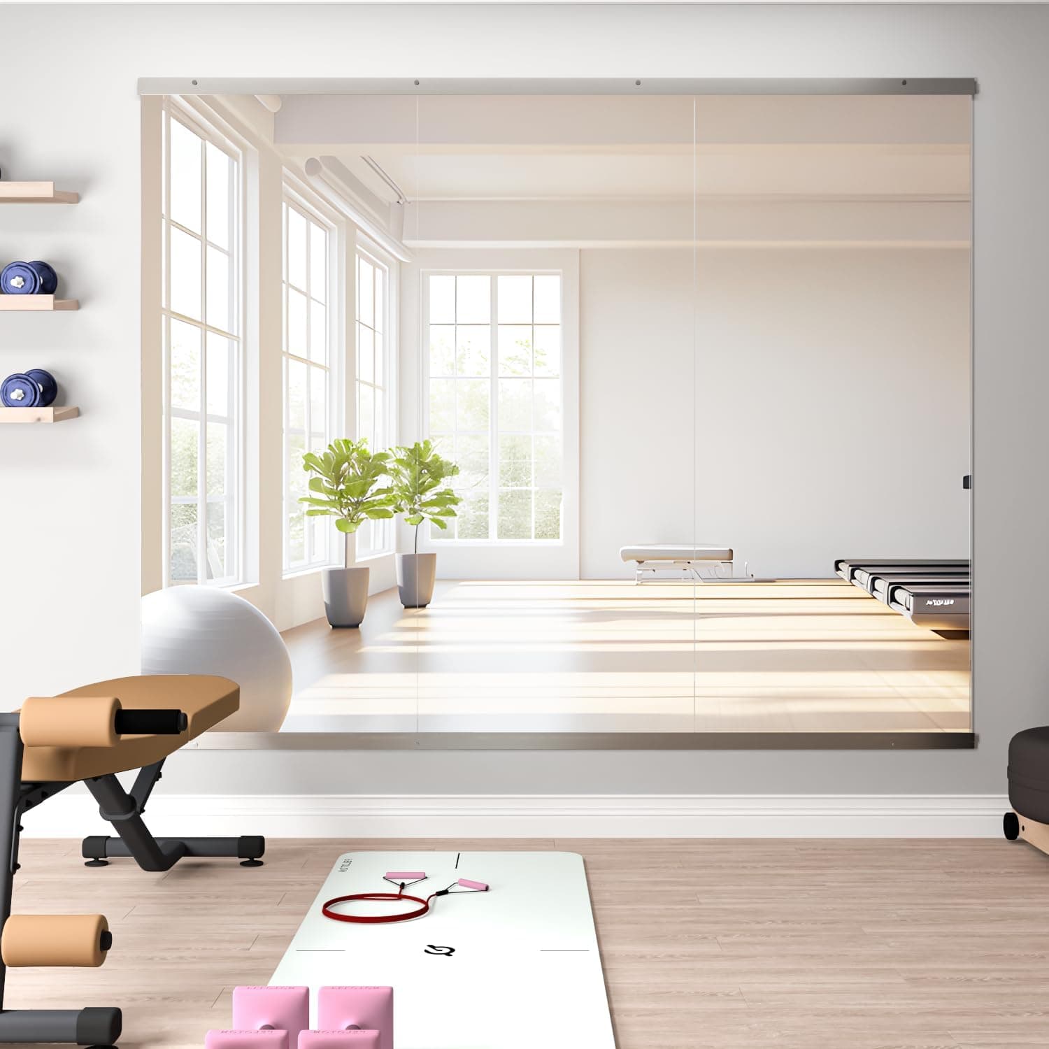 Espejo para Gimnasio doméstico, 3piezas 144,5 x 60 cm Espejo Grande para Yoga, Espejos sin Marco de Cuerpo Entero para Fitness, Vidrio Templado, Montaje en Pared para Estudio de Danza