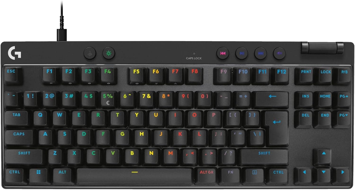 Logitech G Pro X TKL Rapid, Teclado para Gaming con Cable sin Teclado numérico con interruptores analógicos magnéticos, Modo de Disparo rápido, RGB, accionamiento Ajustable, US INTL - Negro