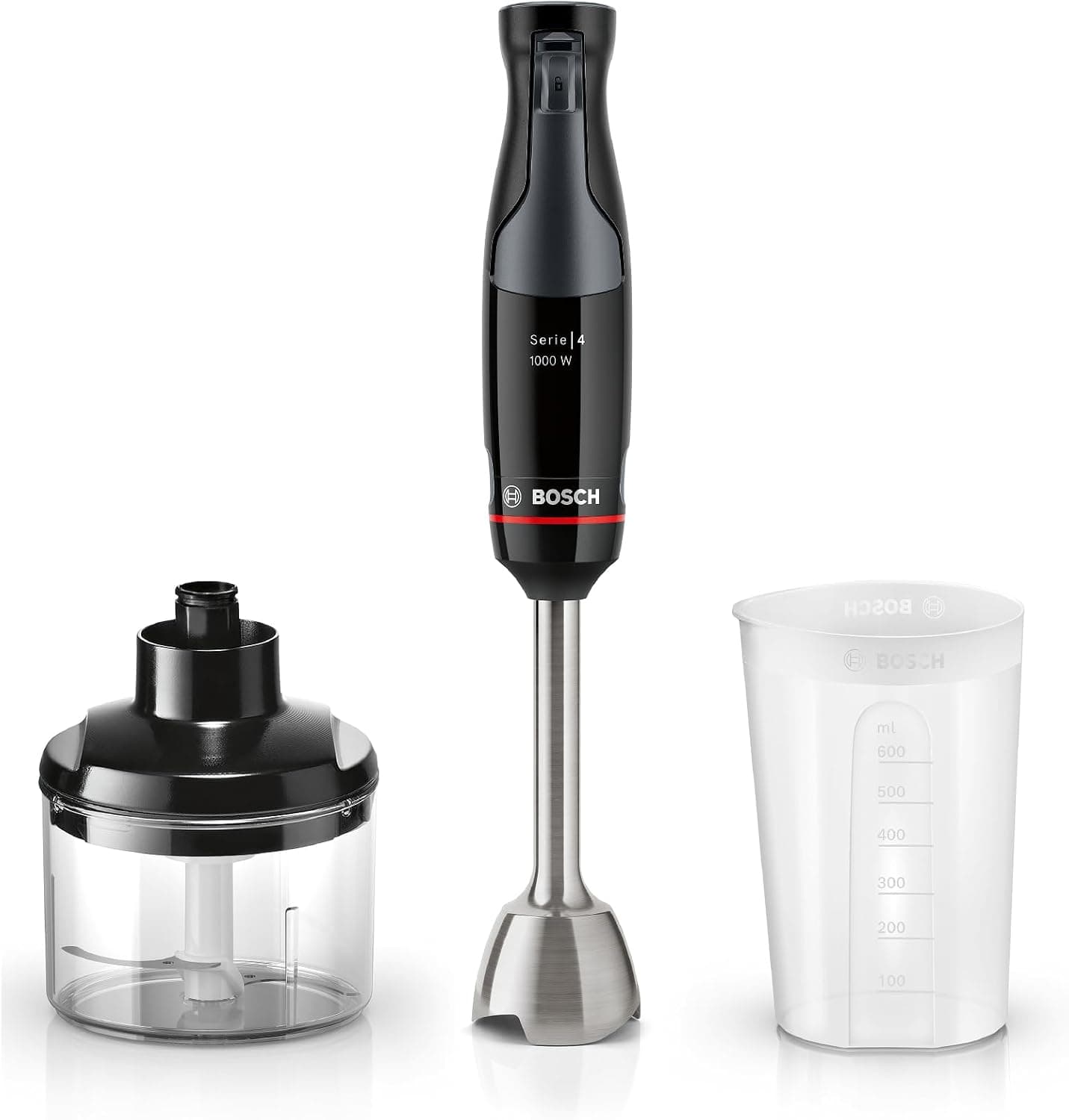 Bosch - Batidora de mano, ErgoMaster Serie 4, Control dinámico de velocidad, QuattroBlade, Antracita, MSM4B620