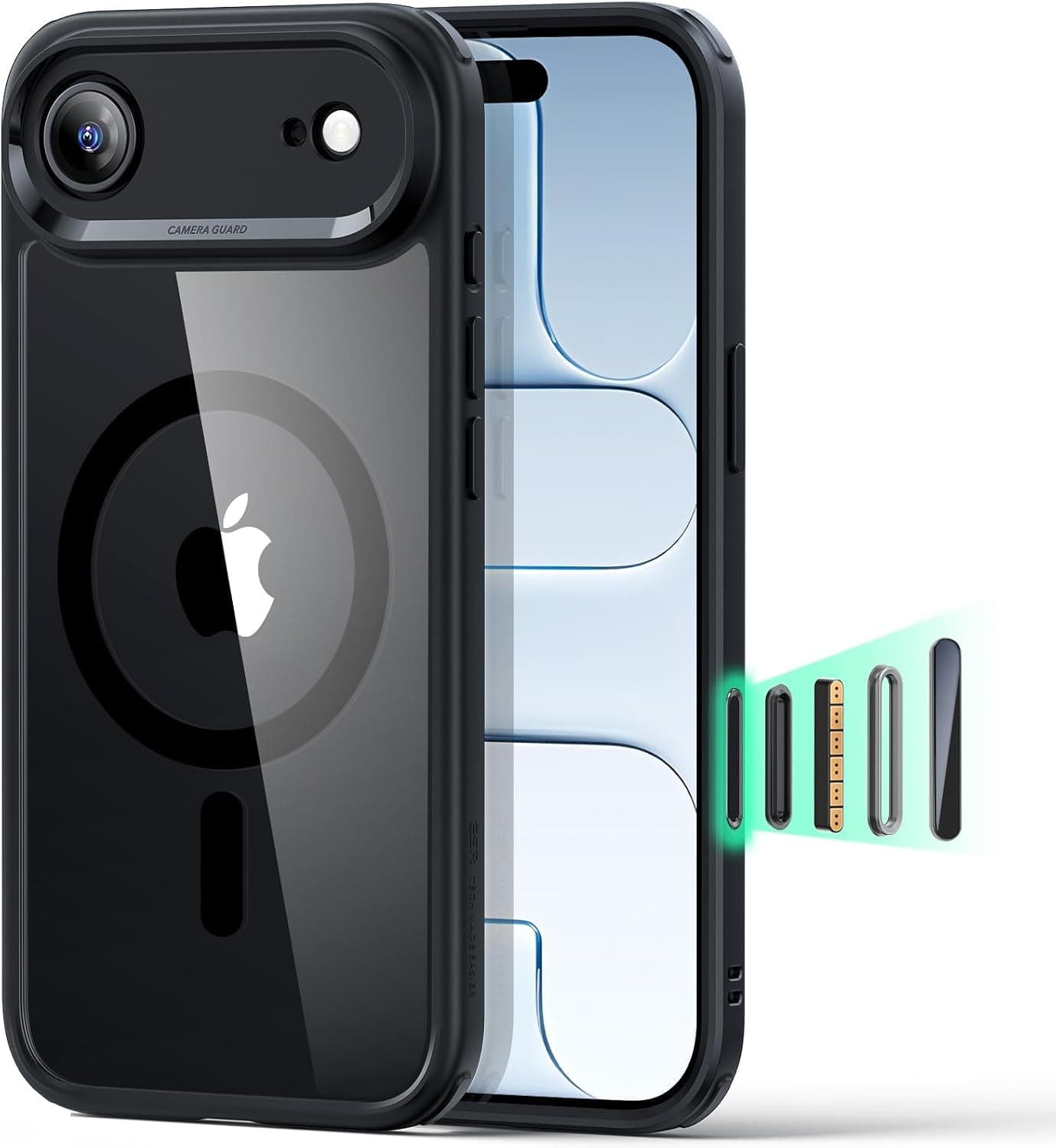 ESR Classic Hybrid Funda para iPhone Air, Negro Transparente