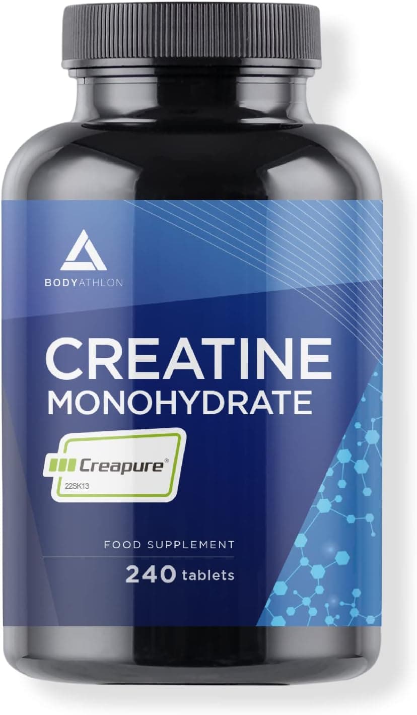 Creatina CREAPURE Monohidrata 240 comprimidos- Calidad garantizada, Vegano- Aumenta tu masa muscular fuerza y resistencia - Creatina Monohidratada Pura 3000mg- Comprimidos solubles- Bodyathlon
