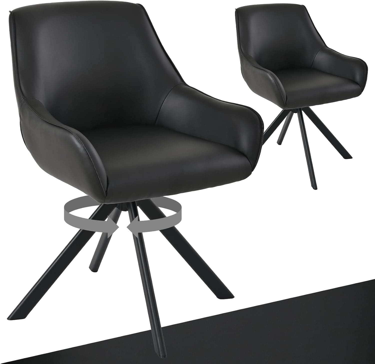 Pack 2 Sillas de Comedor Giratorias Polipiel Negro