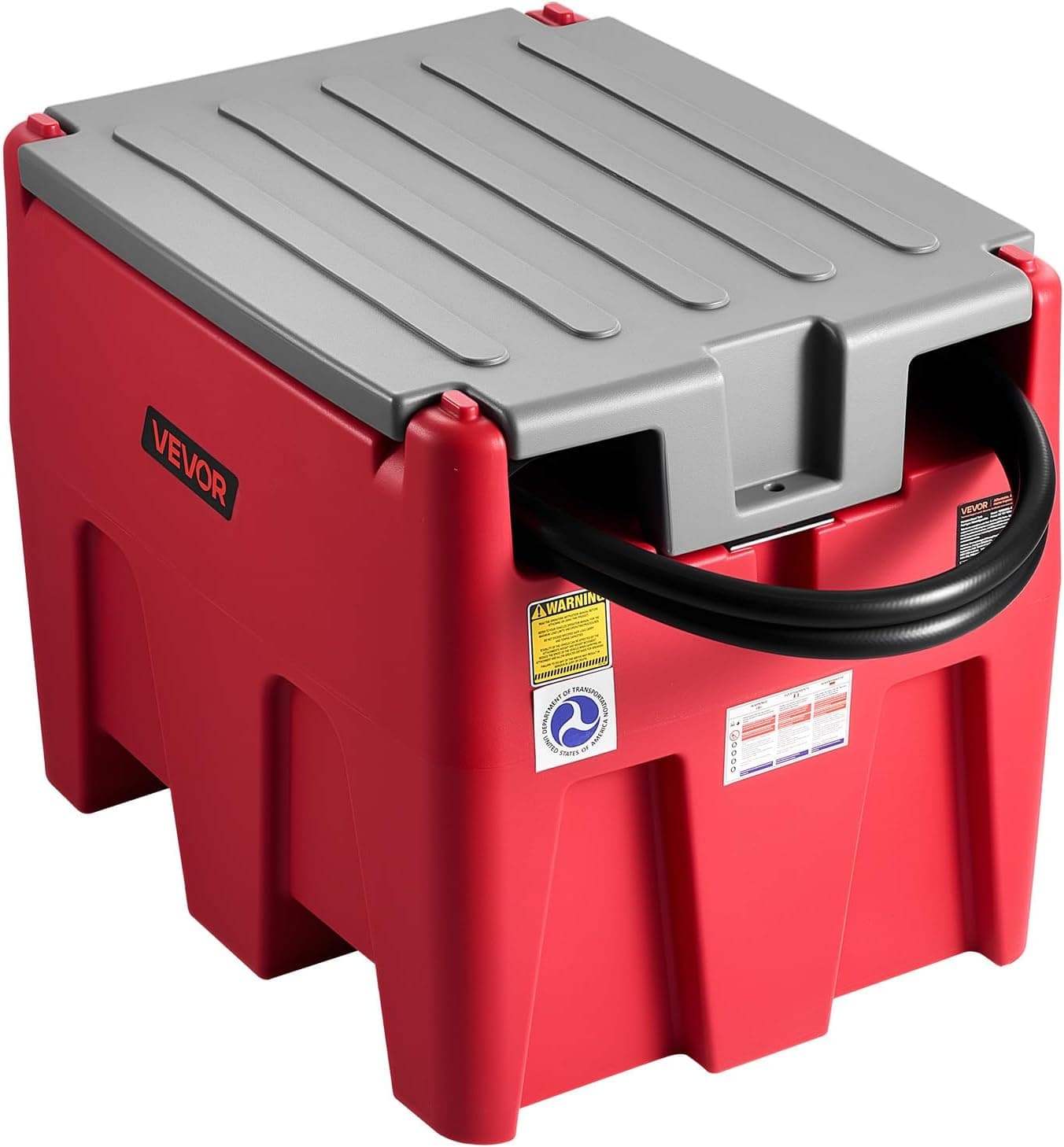 VEVOR Tanque Portátil para Diésel y Gasolina de 220 L con Bomba de Transferencia Eléctrica, Manguera de 3,8 m y Boquilla de Repostaje Automática, Tanque para Transporte de Combustible, Rojo