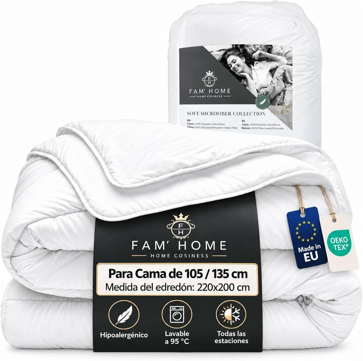 FAM Home Relleno Nordico Cama 105/135 (220x200 cm) Fabricado en Europa