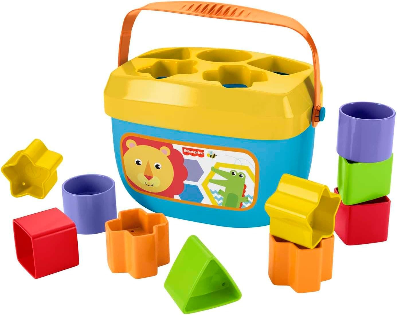 Fisher-Price Bloques Infantiles, Juguete para bebé +6 Meses, Diez Bloques de Colores para ordenar, apilar y Encajar, motricidad Fina., Colores, Formas, FFC84