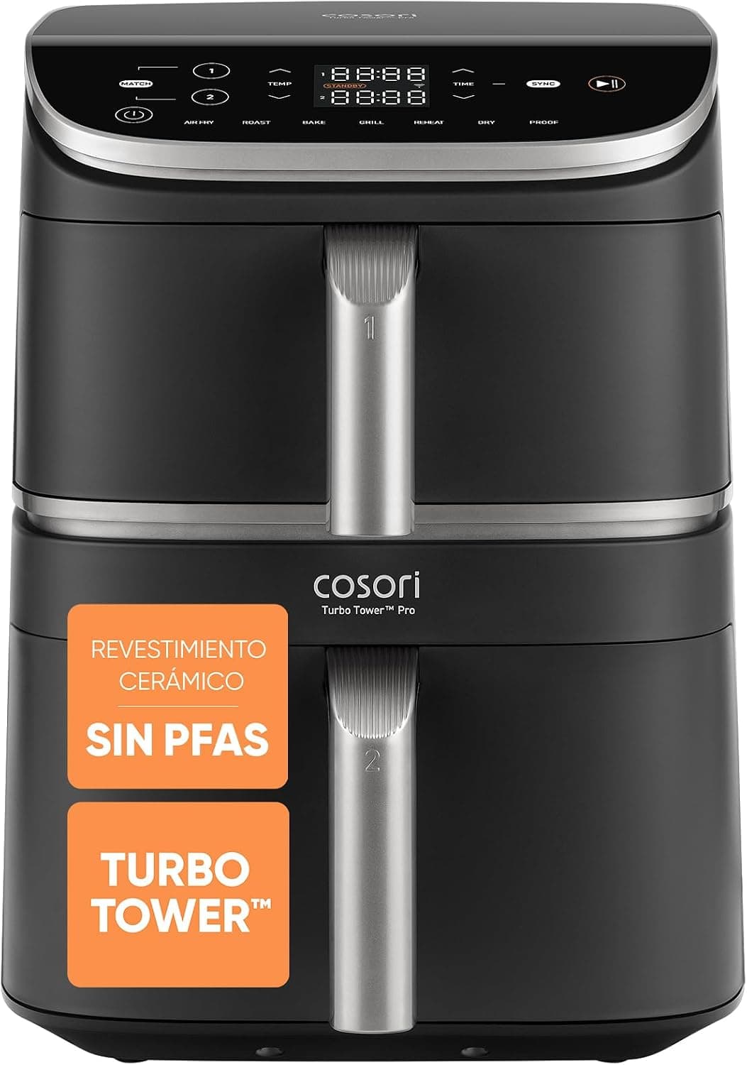 Cosori Freidora de Aire 10,8 L Turbo Tower Pro, Doble Cesta Vertical