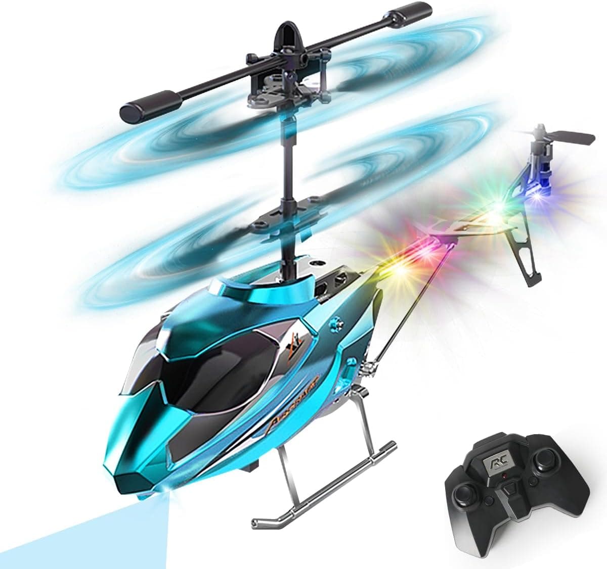 VATOS RC Helicóptero - Helicóptero teledirigido 2.4G con luz LED, Altura Fija, despegue con una Sola tecla, Aviones RC para Interiores Regalos de Fiesta Ideales para niños y niñas