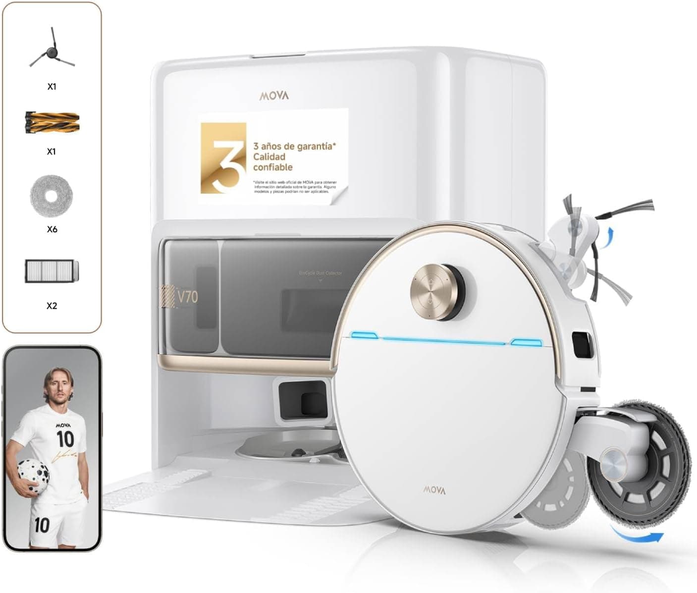 MOVA dreame V70 Ultra Complete, Robot Aspirador, Blanco