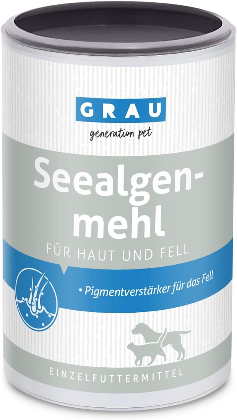 GRAU - El Original - Harina de Algas Marinas 100% Pura, para la pigmentación del Pelo, para un Pelo denso y Brillante, Pack Individual (1 x 200 g), Materia Prima para piensos de Perros y Gato