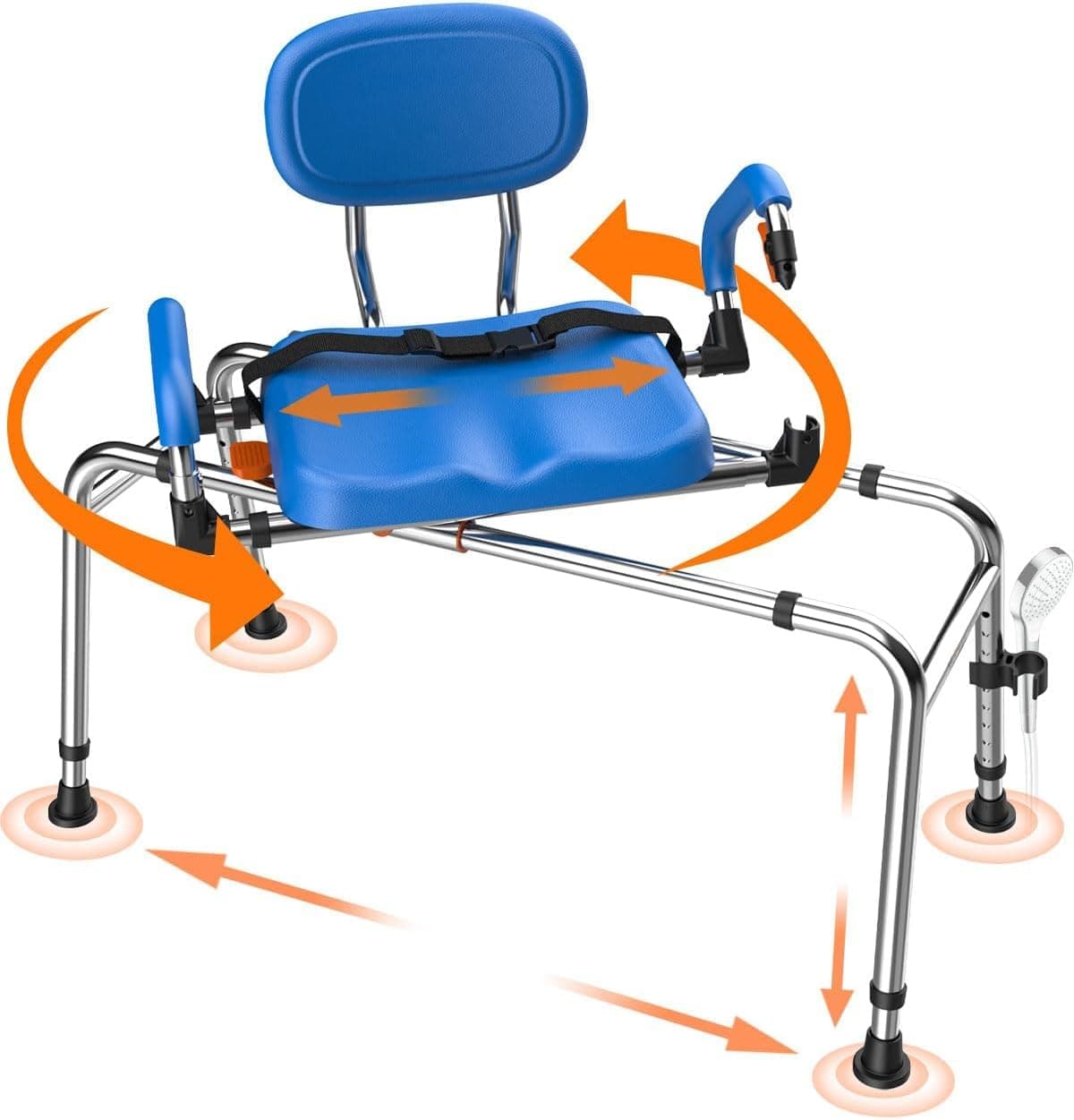 Silla de Ducha giratoria 360° y Deslizante. Soporta 204 kg