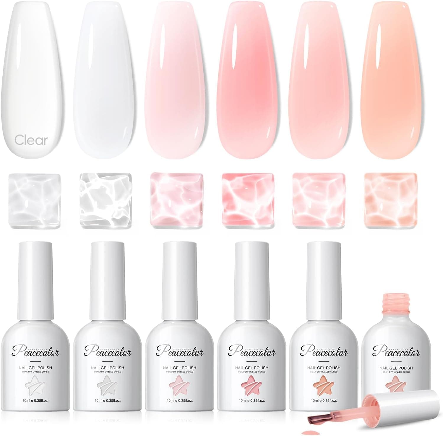 PEACECOLOR Builder Gel Uñas Set 6 10ml Fortalecedor Reconstrucción