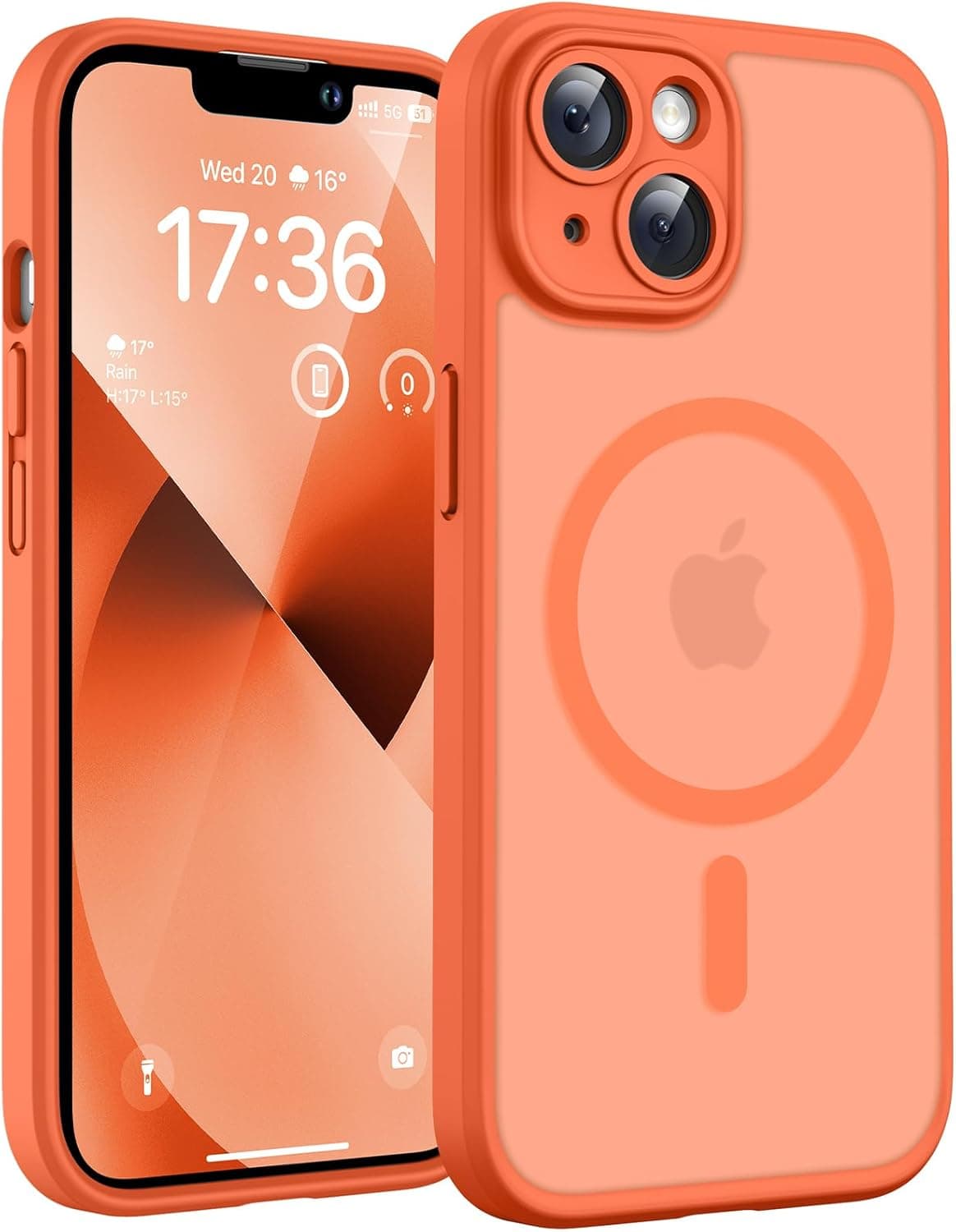 TOCOL Funda para iPhone 13 (6,1"), Compatible con MagSafe, Naranja