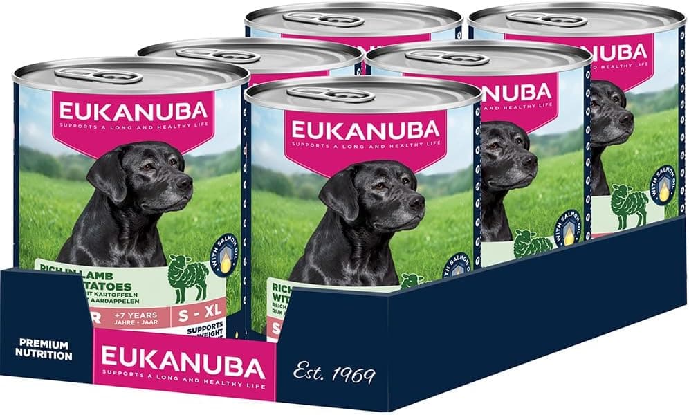 EUKANUBA Alimento Húmedo para Perros Senior con Cordero y Patatas, 6 x 400g