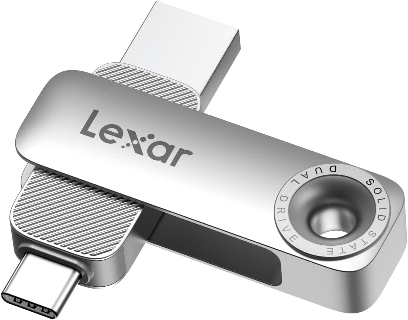 Lexar D50E 512GB Unidad SSD Dual, Unidad Flash USB con hasta 400 MB/s de Lectura y 400 MB/s de Escritura, Puertos USB-C y USB-A, Diseño Giratorio Metálico, Compatible iPhone 17, Android, PC