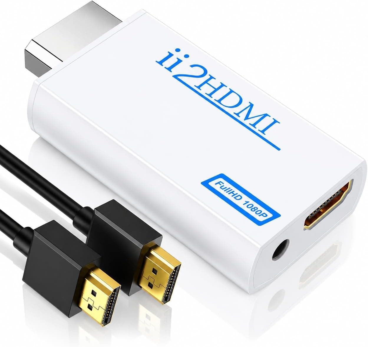 GANA Convertidor a HDMI 1080P 720P, Adaptador de Audio y Vídeo HDMI con Salida de Audio de 3,5 mm, Compatible con Todos los Modos de Visualización