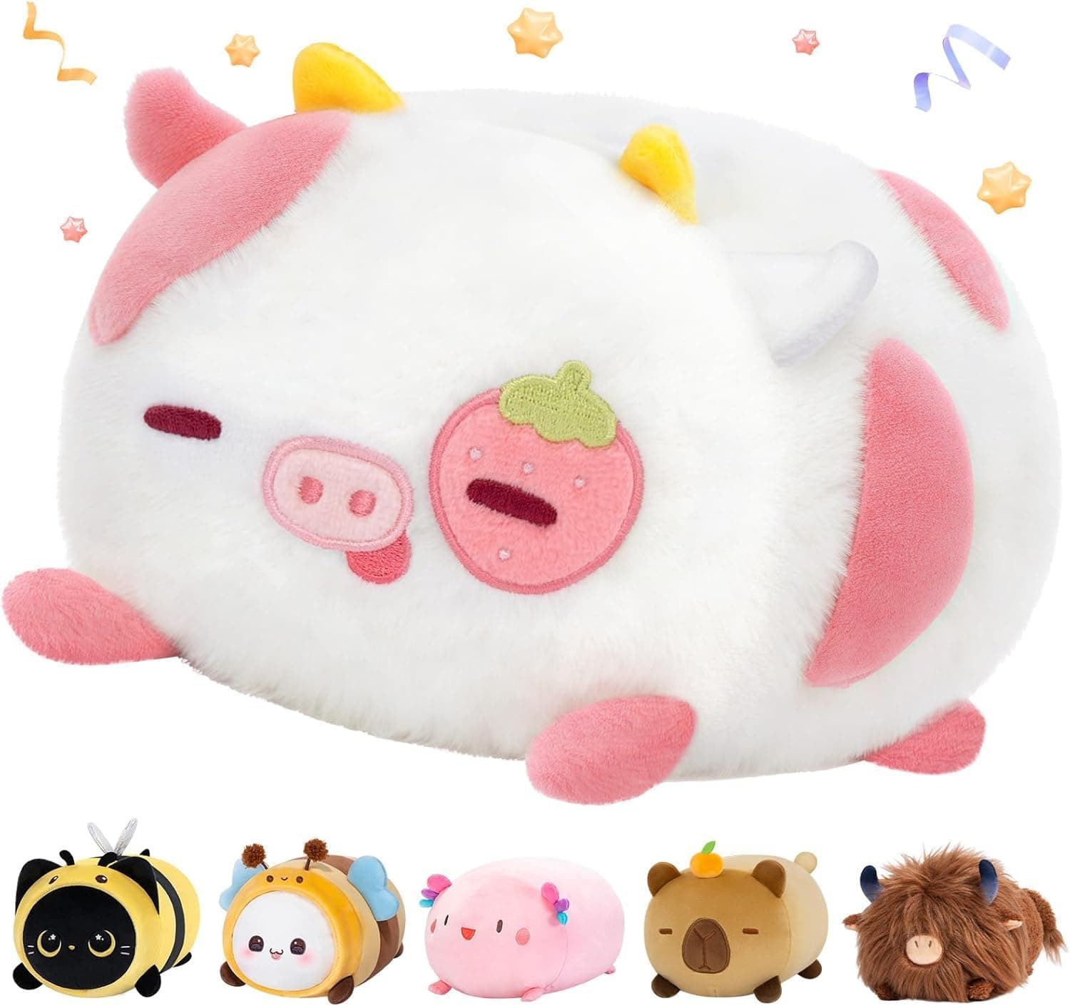 Mewaii Peluche Vaca Fresa Voladora 16 Inch, Suave Y Lavable, Regalo
