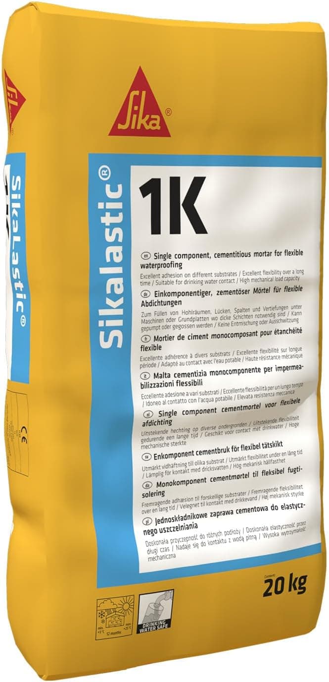 SIKA - Mortero reforzado impermeabilizante - Sikalastic 1K - Gris - 18kg