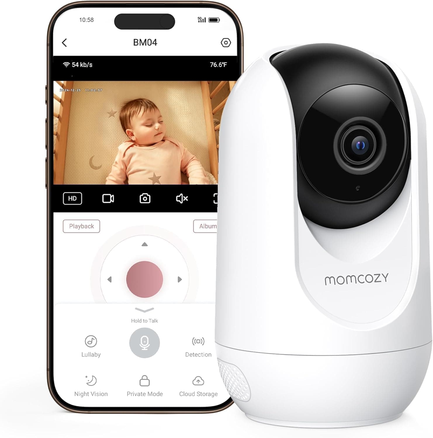 momcozy BM04 Camara Vigilancia Bebe, Compatibe con BM04, Control por App