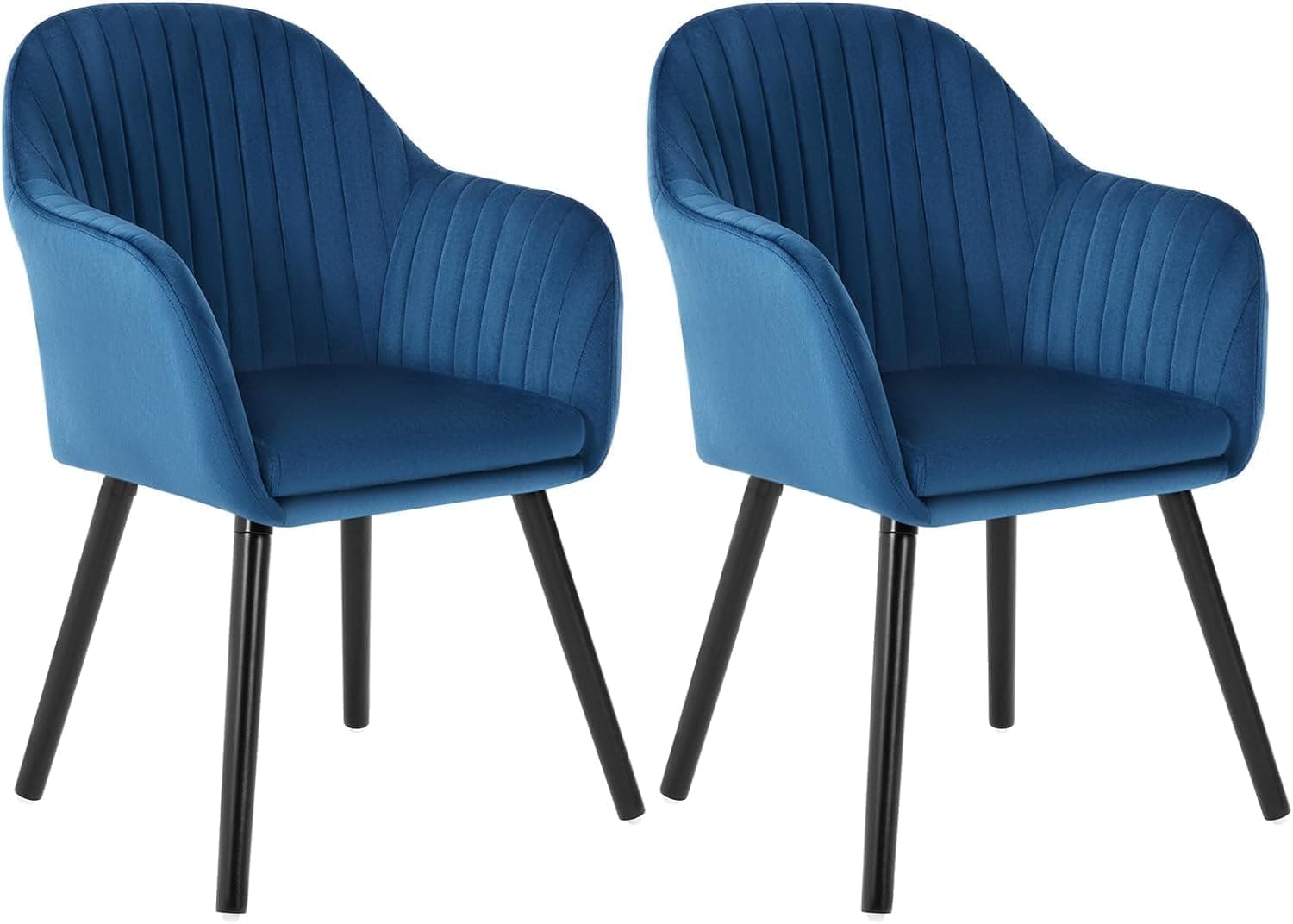 WOLTU Juego de 2 Sillas de Comedo,Terciopelo,Azul-Negro