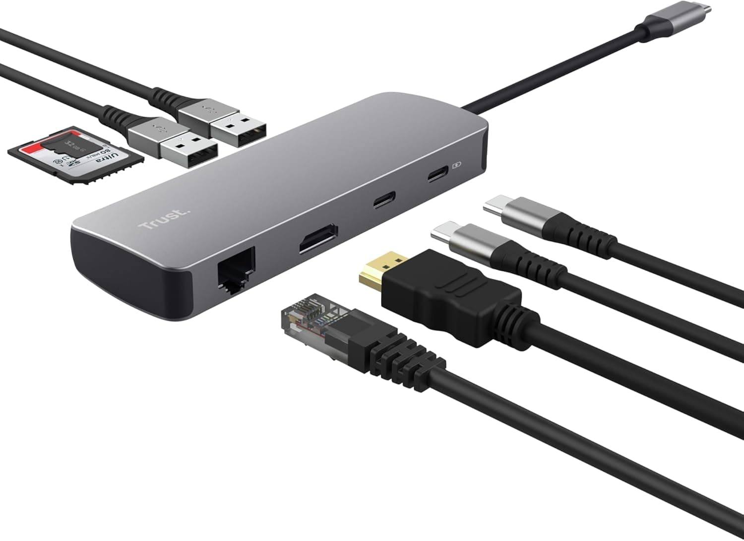 Trust Vylor Hub USB C 8-in-1 Adaptador Docking Station PC Computadora