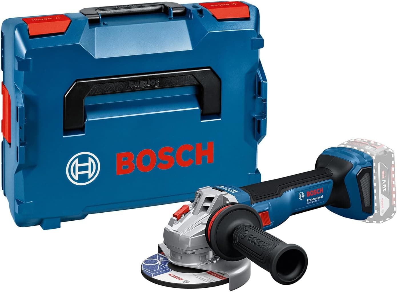 Bosch Professional 18V System amoladora angular a batería GWS 18V-11 S (diámetro del disco de 125 mm, incl. L-BOXX, sin batería/cargador)