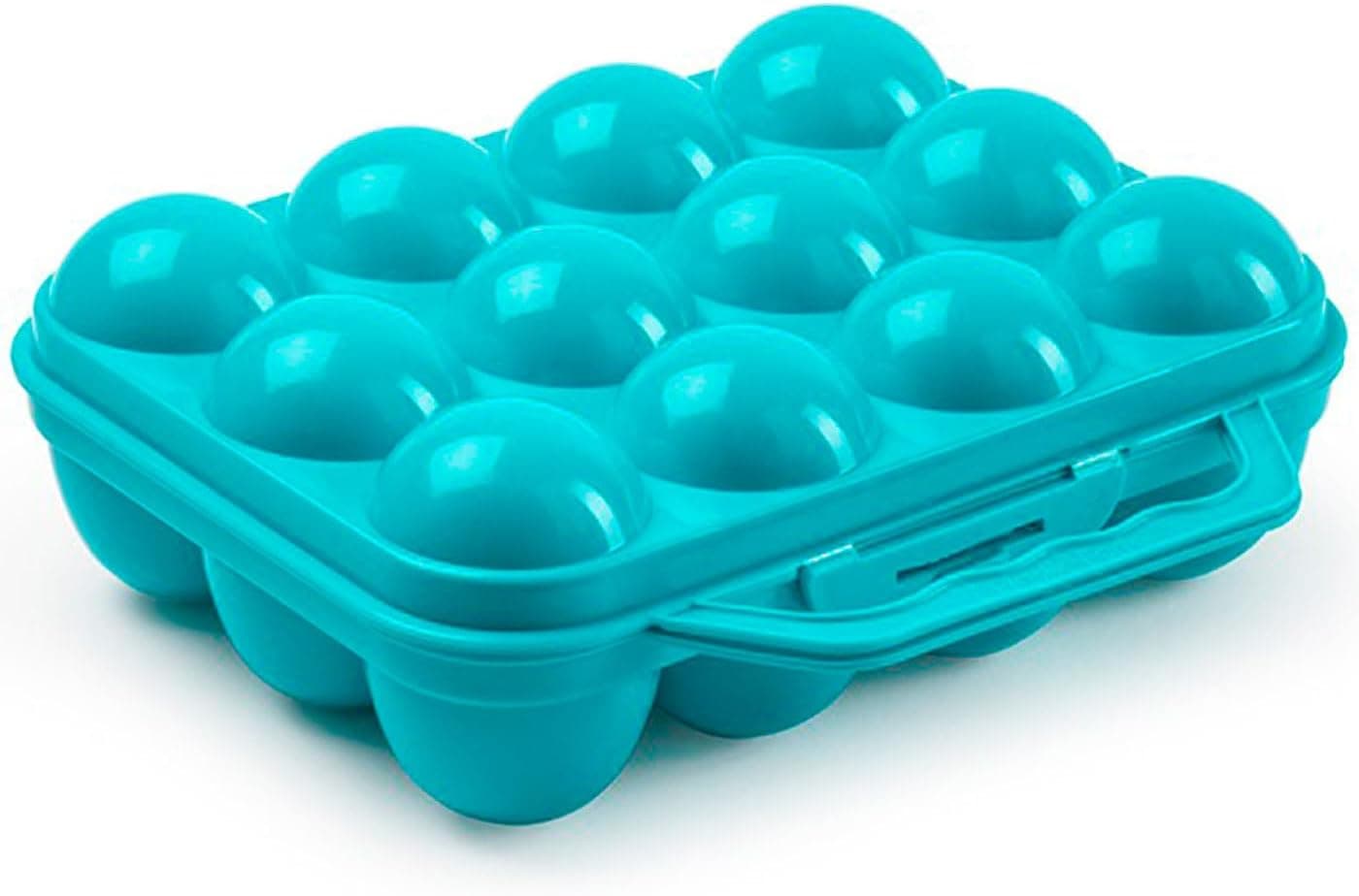 Tradineur - Pack de 3 hueveras de plástico para 12 Huevos, Incluyen asa, recipientes, Almacenamiento de Cocina, Resistentes, Fabricadas en España, 20 x 18,5 x 7 cm, Color Aleatorio
